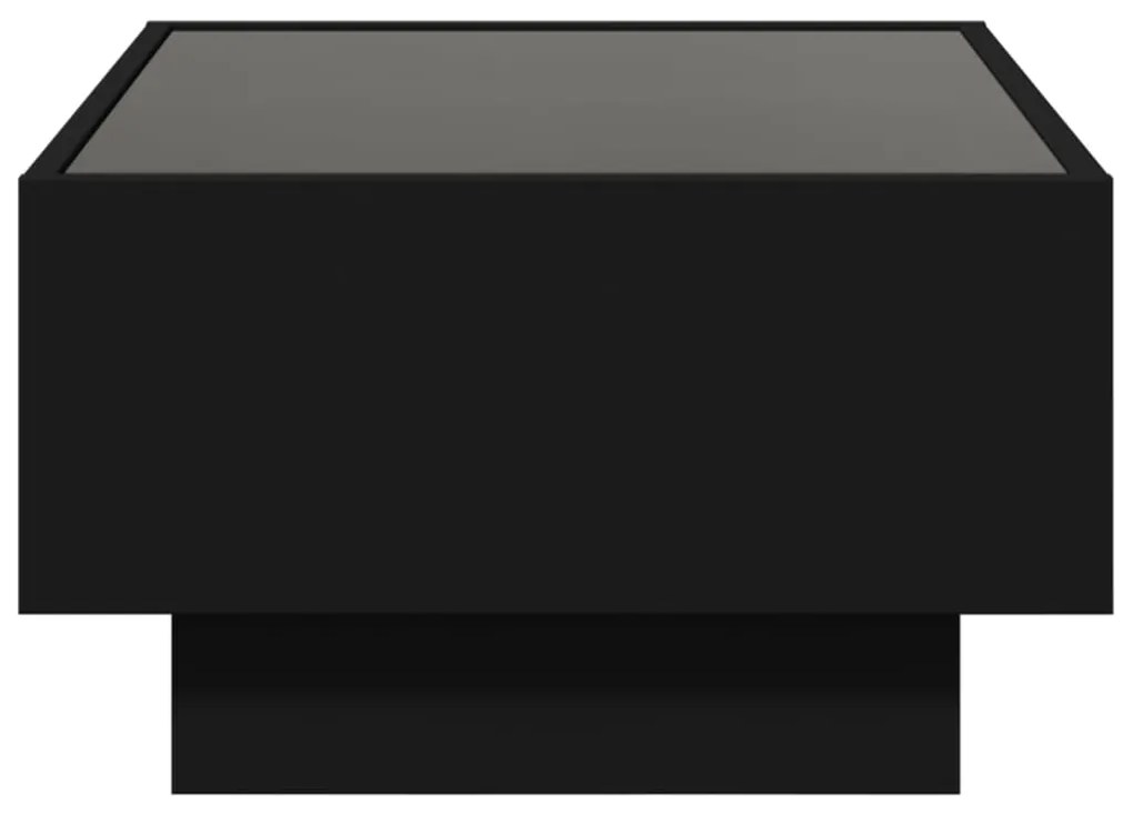 Mesa de centro c/ LEDs 70x50x30 cm derivados de madeira preto