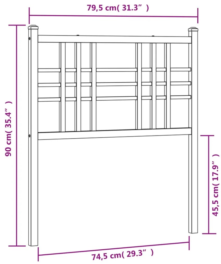 Cabeceira de cama 75 cm metal branco