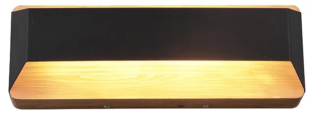 Candeeiro de parede preto 35 cm com LED regulável em 3 níveis - Tyko Moderno
