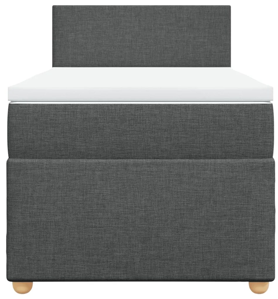 Cama com molas/colchão 90x190 cm tecido cinza-escuro