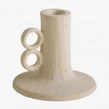 Castiçal Em Cerâmica Marit Beige Creme - Sklum