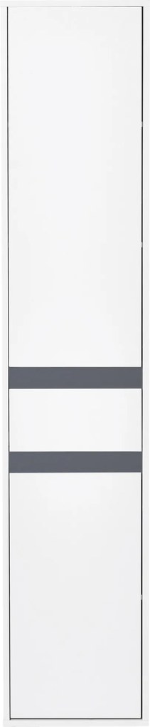 Móvel de coluna para arrumação na casa de banho, estilo contemporâneo, com 2 armários, 3 prateleiras e uma gaveta deslizante, em painéis de aglomerado