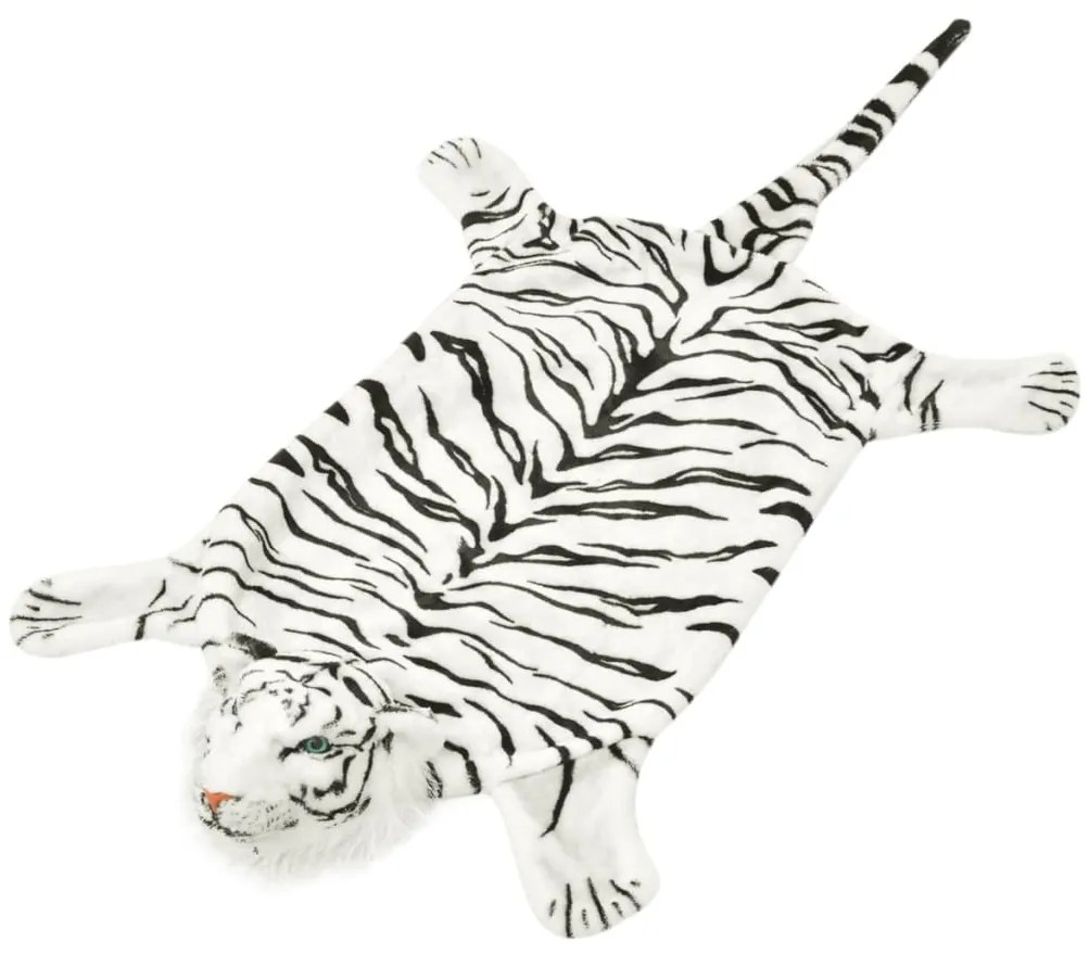 Tapete tigre de pelúcia, 144 cm, branco