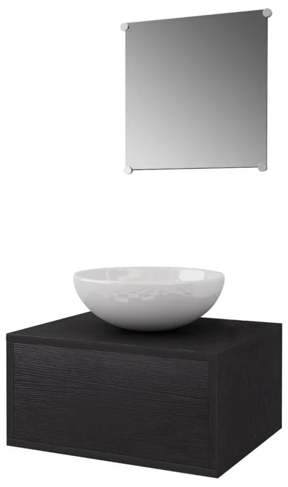 Conjunto móveis casa de banho 4 pcs com bacia e torneira, preto