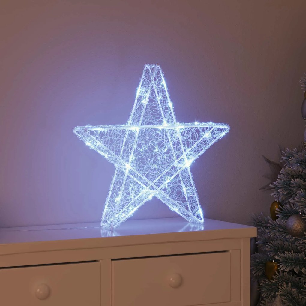vidaXL Estrela 3D com 50 LEDs Branco frio 55 x 53,5 x 10 cm Acrílo