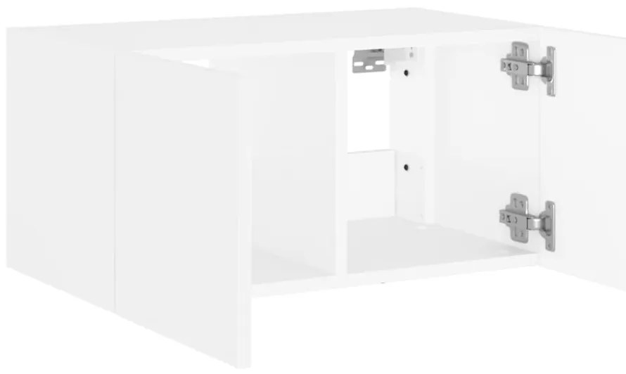 Móvel de parede para TV com luzes LED 60x35x31 cm branco