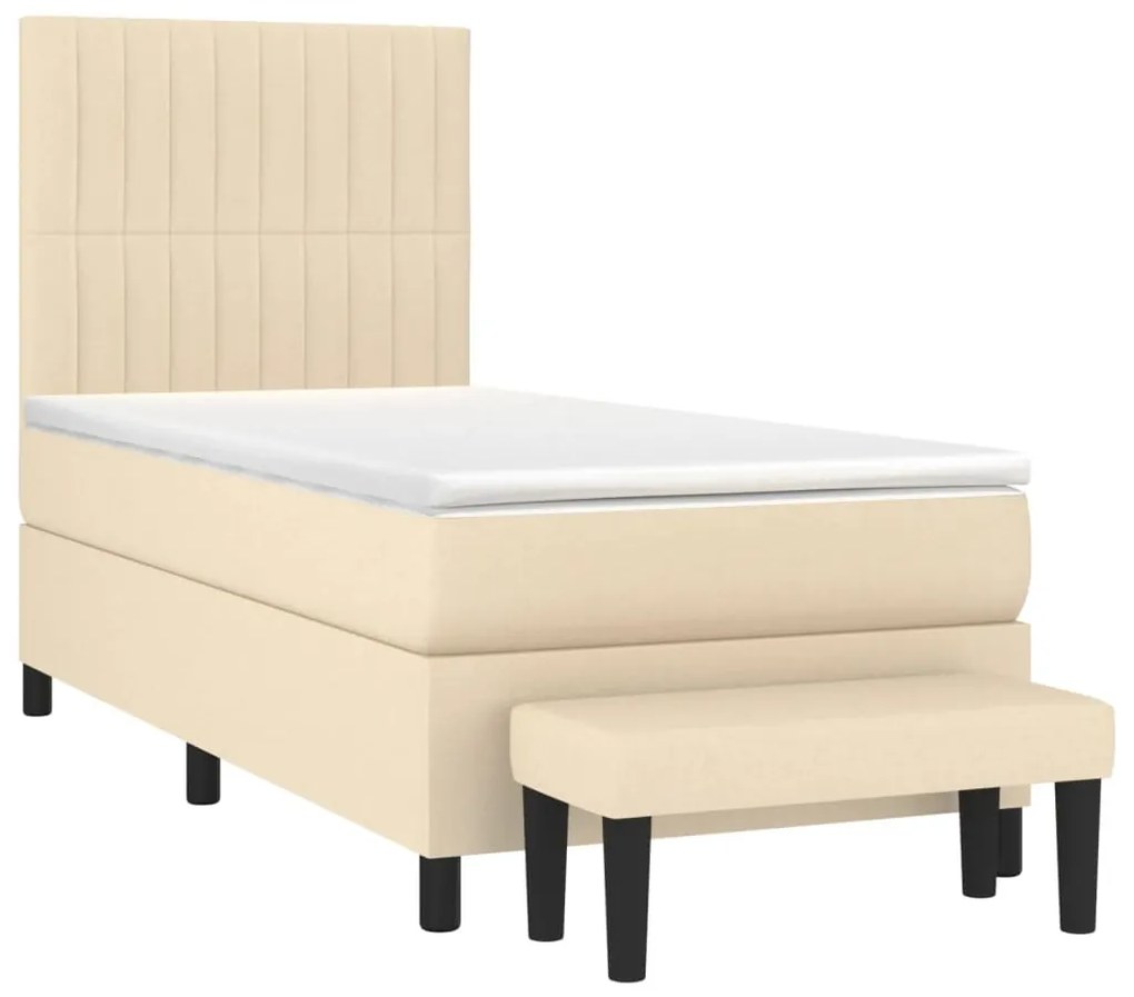 Cama com molas/colchão 90x190 cm tecido cor creme