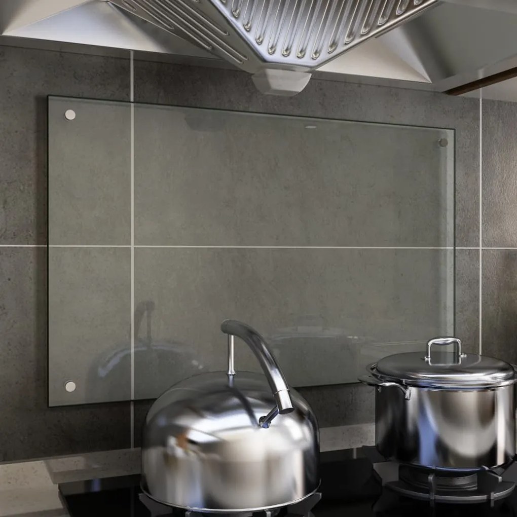 249470 vidaXL Painel anti-salpicos cozinha 80x50 cm vidro temp. transparente