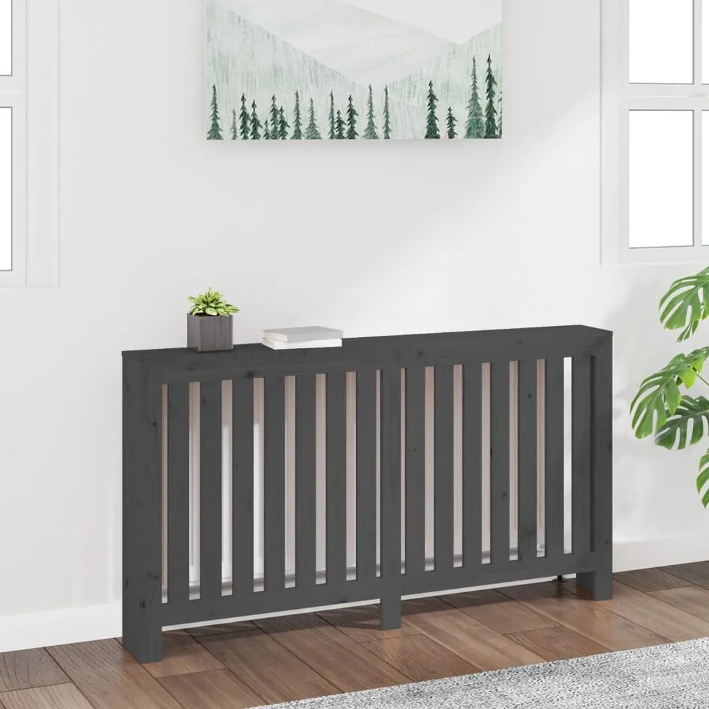 822578 vidaXL Cobertura de radiador 153x19x84 cm pinho maciço cinza