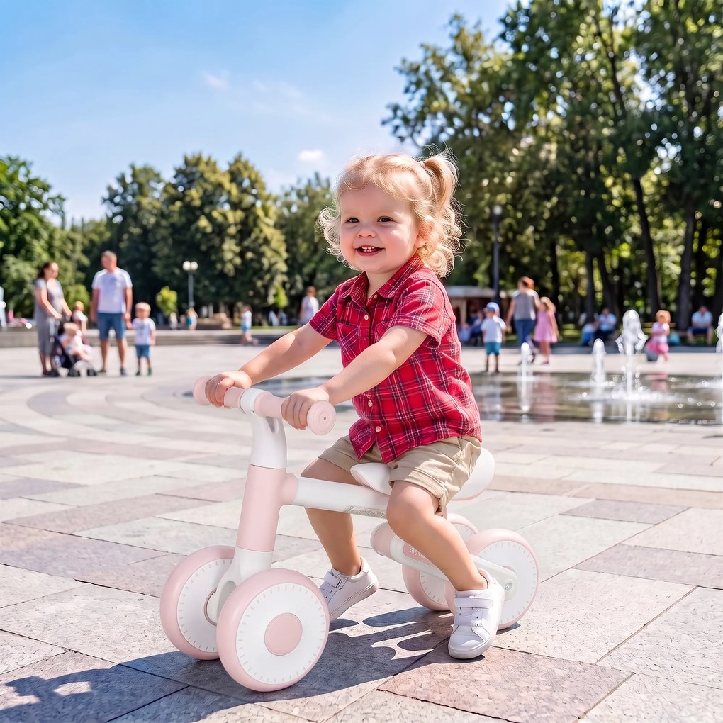 Bicicleta sem Pedais Dobrável para Bebé, 52 x 23 x 36,5 cm, Assento Ajustável, Cor-de-rosa
