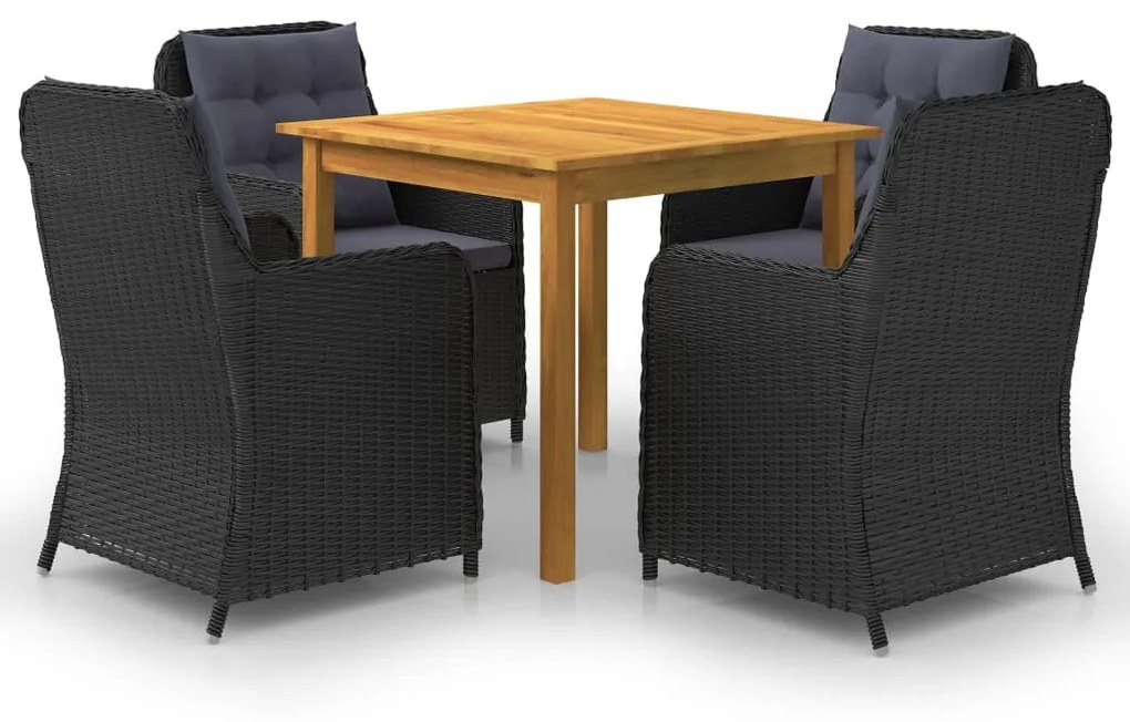 vidaXL 5 pcs conjunto de jantar para jardim preto