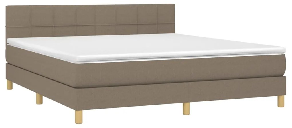 Cama box spring colchão/LED 160x200 cm tecido cinza-acastanhado