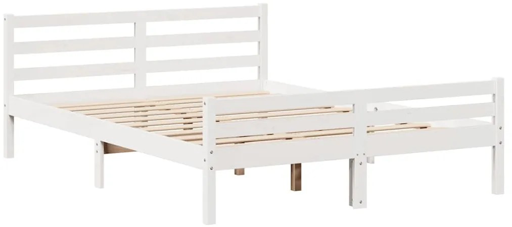 Cama sem colchão 140x200 cm madeira de pinho maciça branco