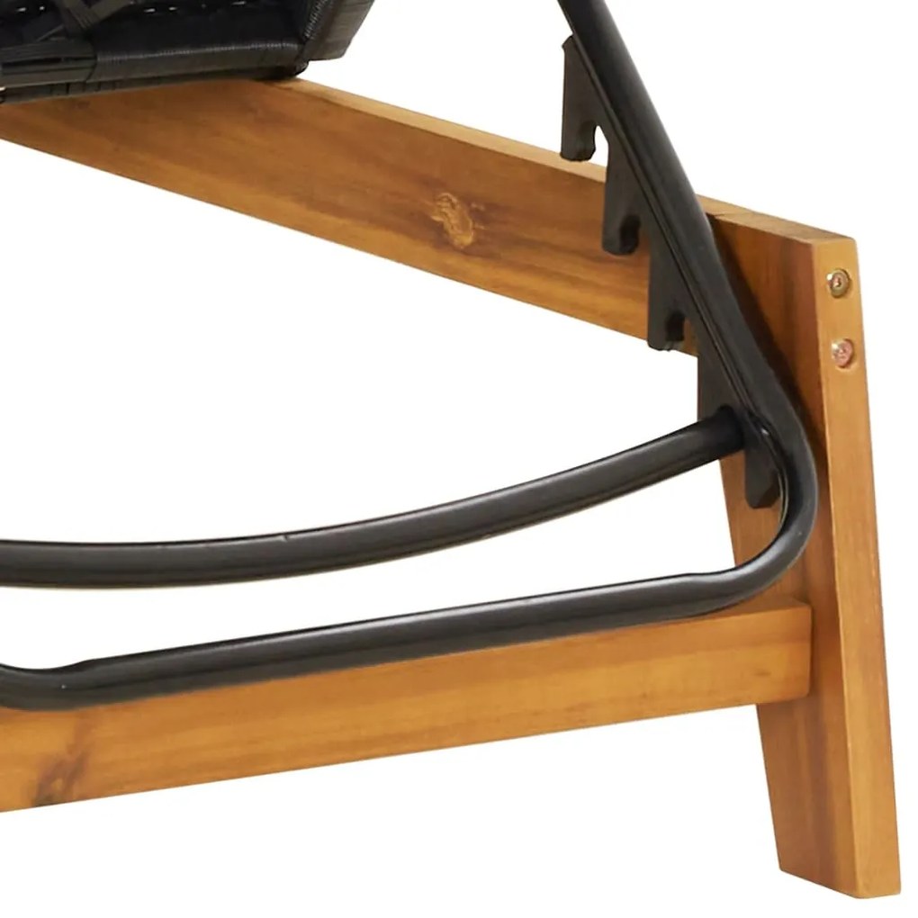 Espreguiçadeira com mesa vime PE e madeira de acácia maciça