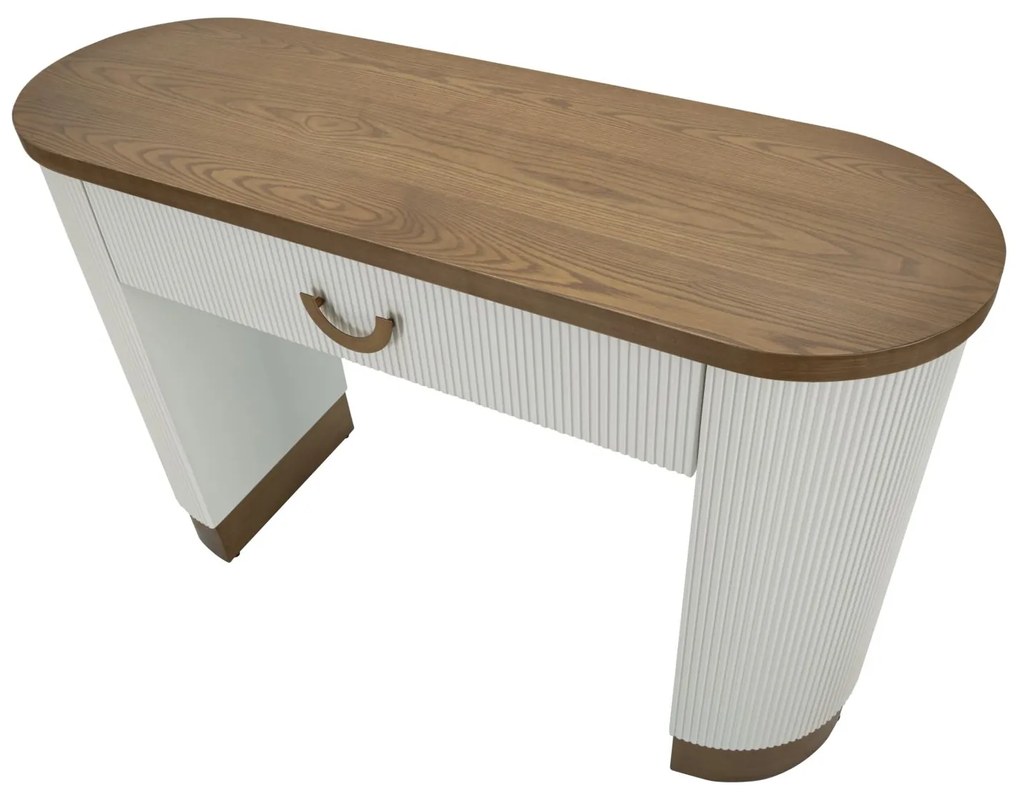 MESA CONSOLA TOLOSA 121X40X78 CM BRANCO, CASTANHO E DOURADO
