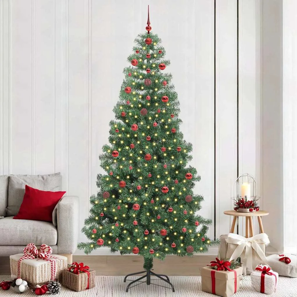 vidaXL Árvore de Natal com 300 LEDs com suporte Verde 240 cm PVC