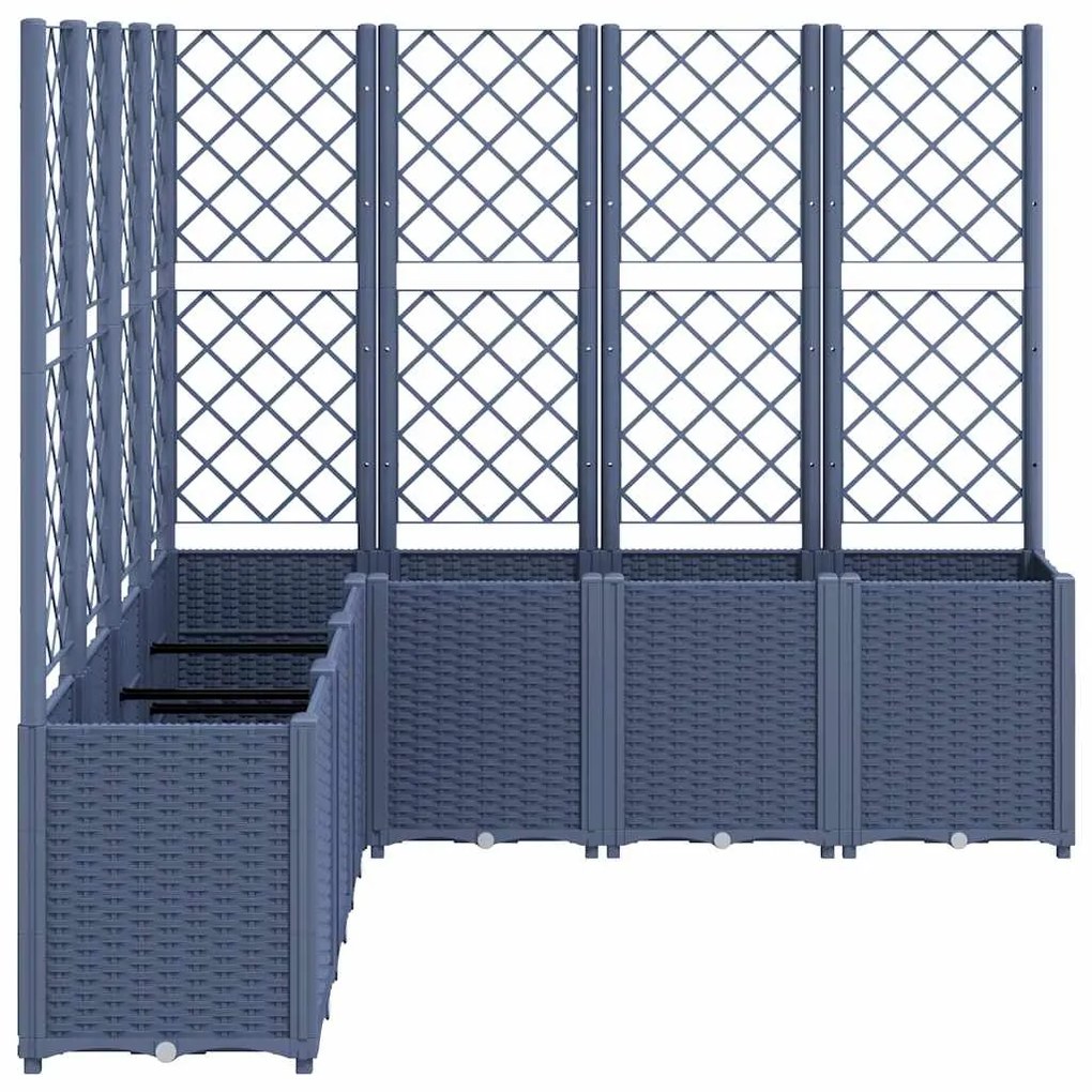Vaso/floreira de jardim c/ treliça 160x160x140 cm PP cinzento azul