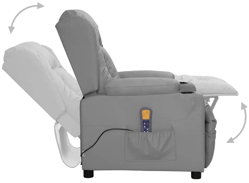 Cadeira de massagens couro artificial cinzento