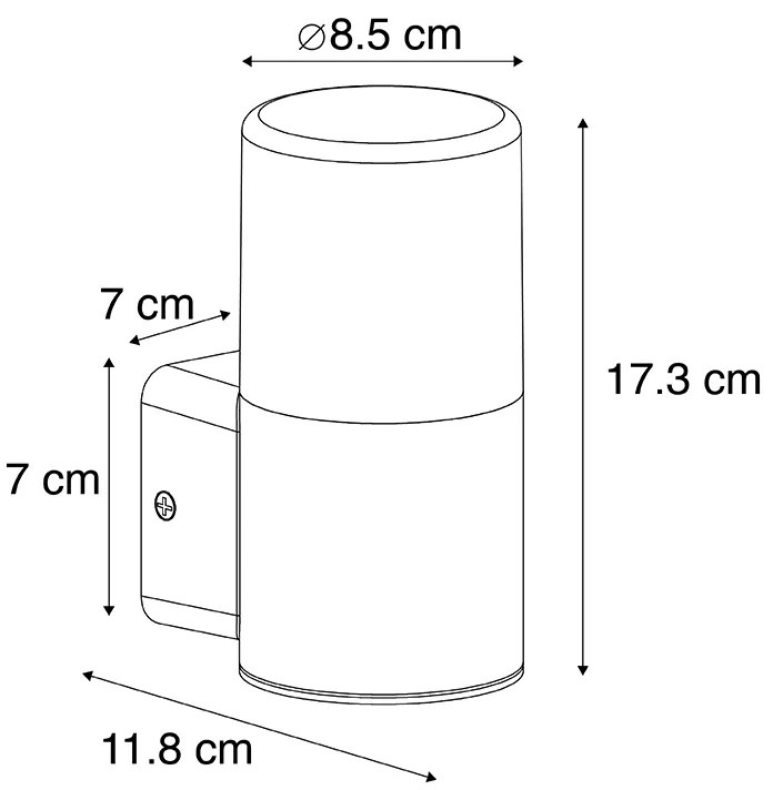 Aplique moderno preto abajur branco translúcido IP44 - ODENSE Moderno