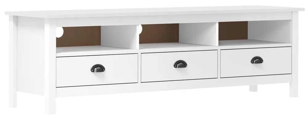 vidaXL Móvel de TV Hill 158x40x47 cm pinho maciço branco
