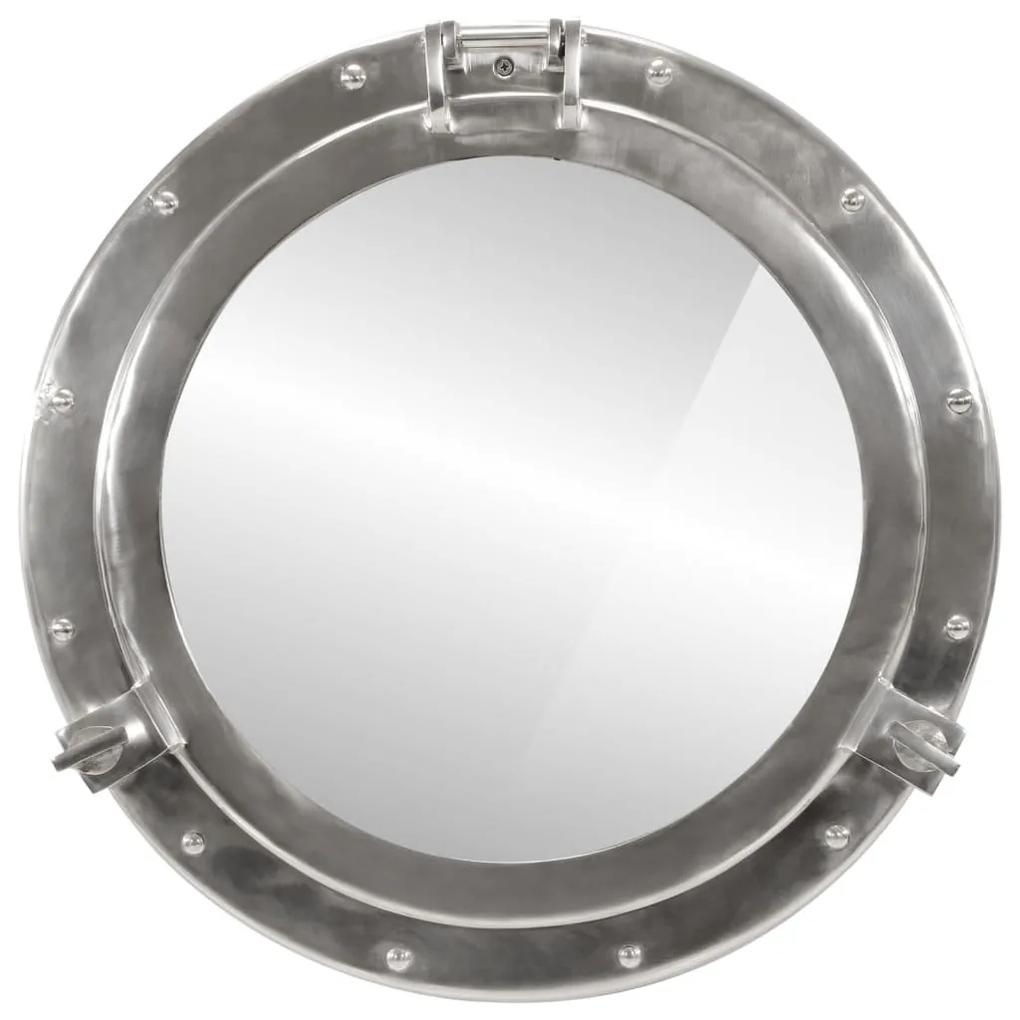 Espelho de parede estilo escotilha Ø50 cm alumínio e vidro