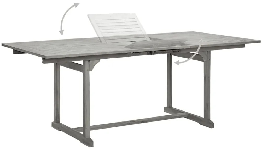 Mesa de jantar p/ jardim (150-200)x100x75 cm acácia maciça