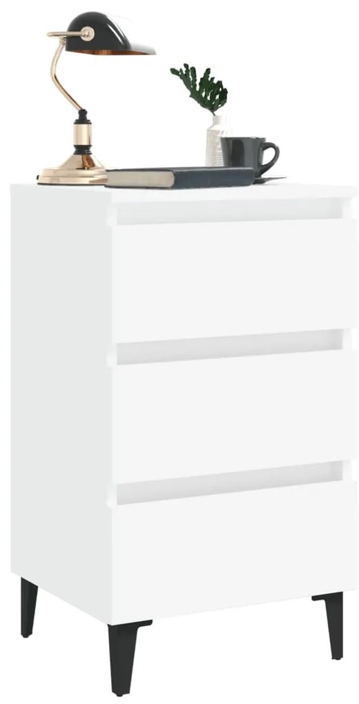Mesa de cabeceira c/ pernas em metal 40x35x69 cm branco