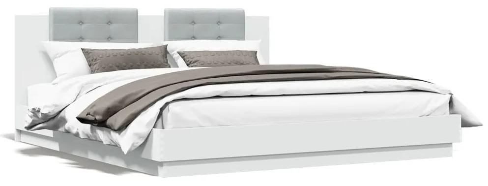3209996 vidaXL Estrutura de cama com cabeceira e luzes LED 160x200 cm branco