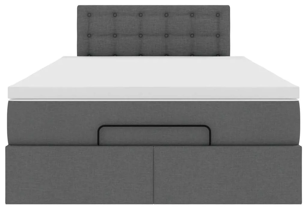 Cama otomana com colchão 120x200 cm tecido cinzento escuro