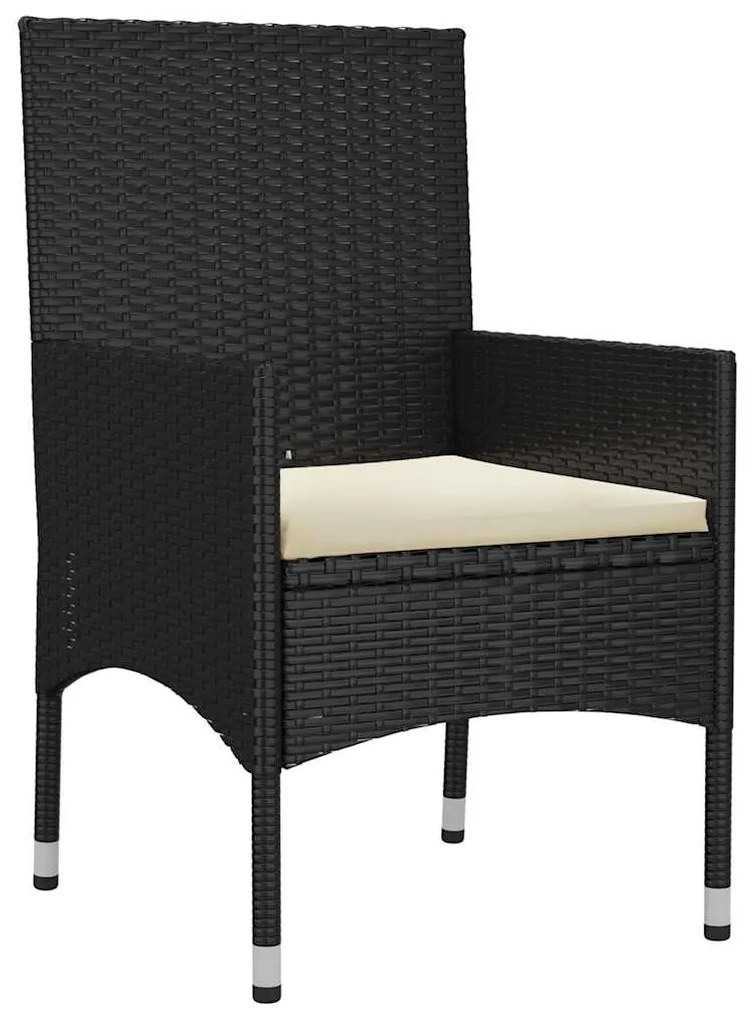 6 pcs conjunto lounge de jardim c/ almofadões vime PE preto
