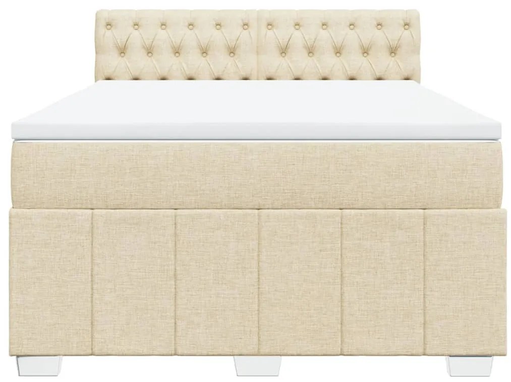 Cama com molas/colchão 140x200 cm tecido cor creme