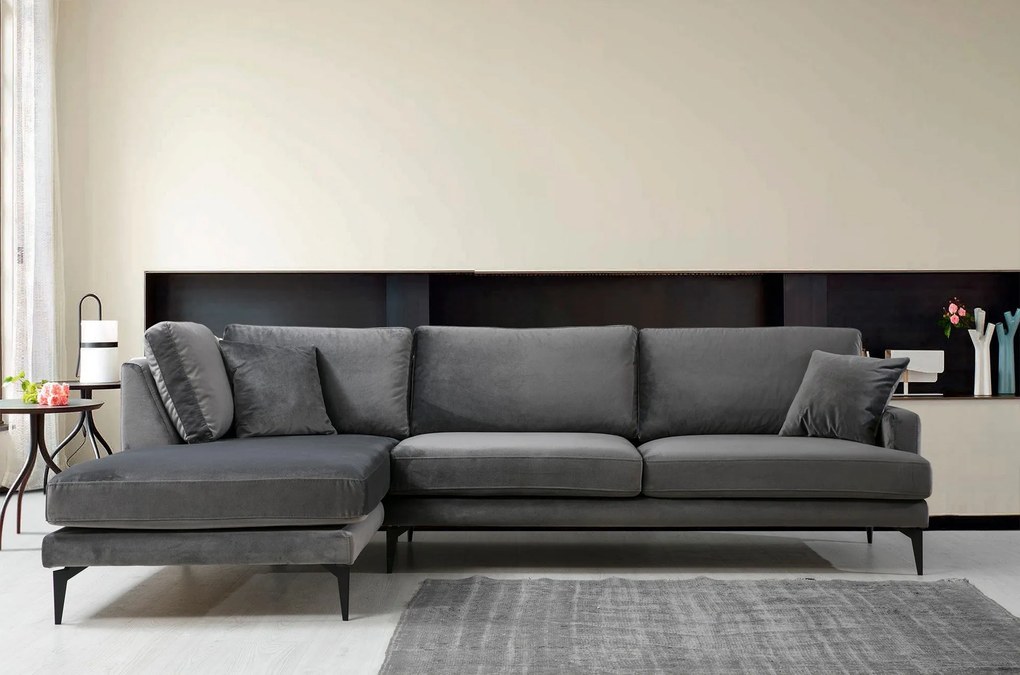 Sofá de Canto Papira - Antracite - 283 x 180 x 90 x 88 cm