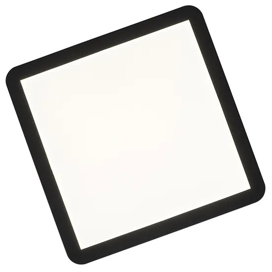 Candeeiro de teto moderno preto 40cm quadrado com LED regulável em 3 níveis IP44 - Steve Moderno