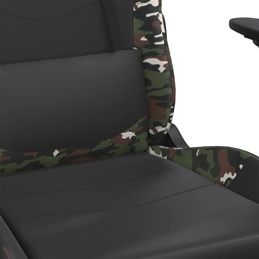 Cadeira gaming couro artificial preto e camuflado