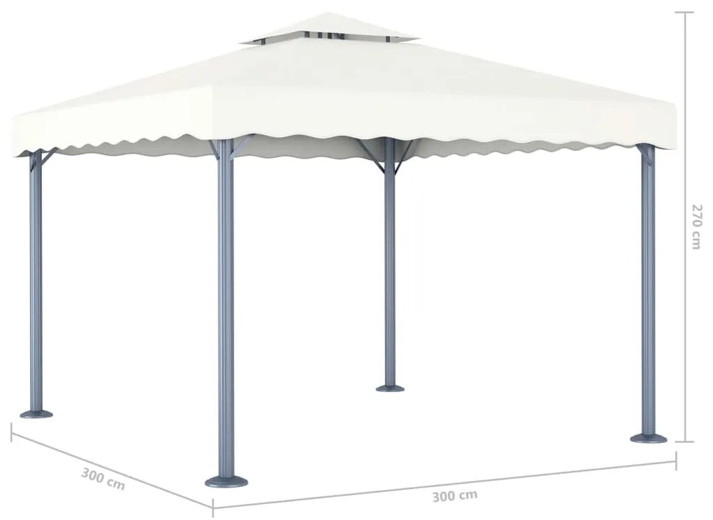 Gazebo com cordões de luzes LED 300x300 cm alumínio cor creme