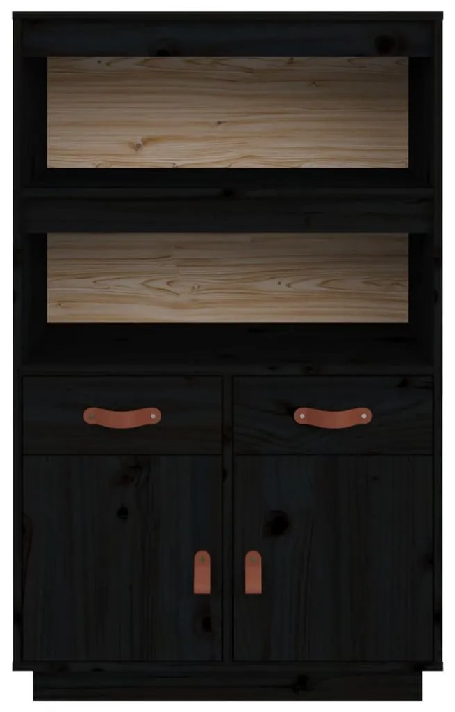 Aparador alto 67x40x108,5 cm pinho maciço preto