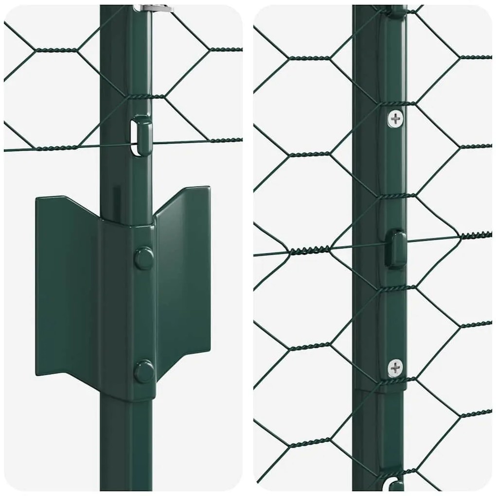 Postes de Cerca vidaXL 11 pcs Canal U Verde 160 cm Aço