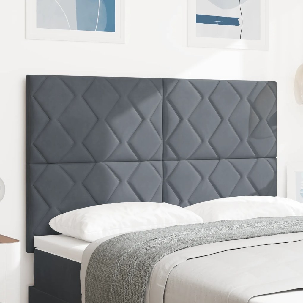 Cabeceira Design de Blocos de Diamante Cinza Escuro 160 cm Veludo