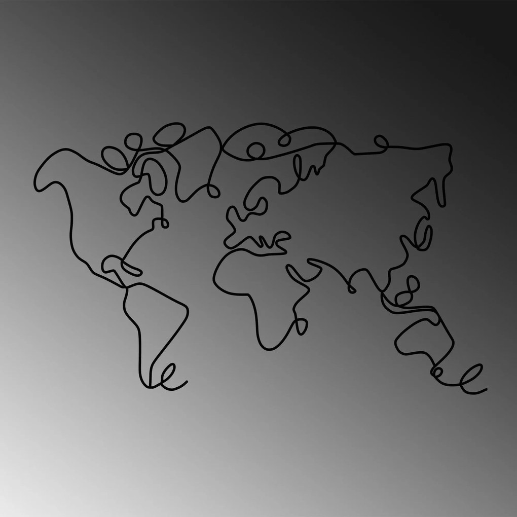 Acessório Decorativo de Parede World Map – Preto – 120 x 70 x 1,5 cm
