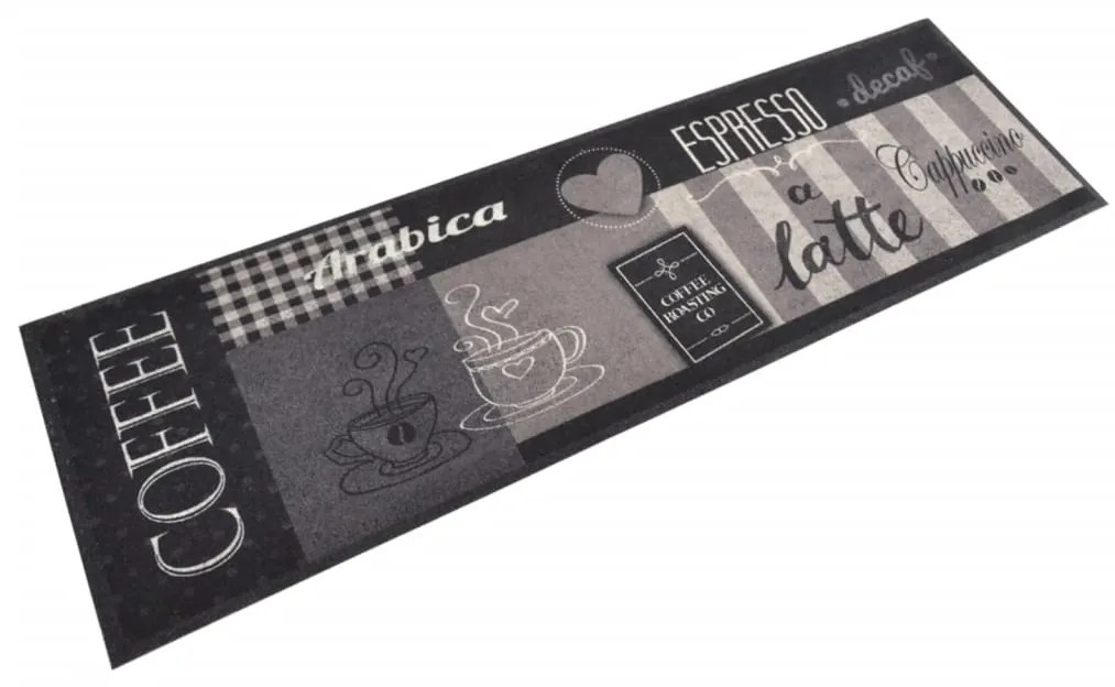 Tapete de cozinha lavável 45x150 cm veludo padrão café preto