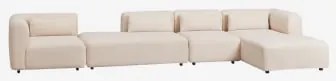 Sofá Modular Chaise Longue Direito De 4 Peças Com Divã Fogler Tecido Pele De Borrego Bege Creme - Sklum