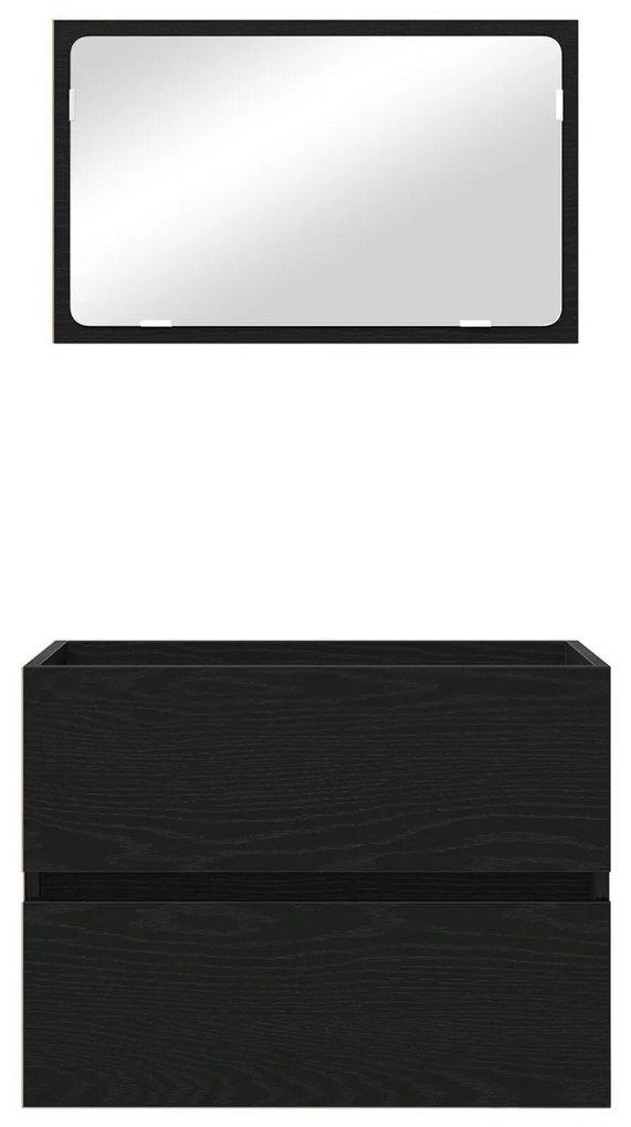 Conjunto de Móveis para Casa de Banho 2 Peças Carvalho Preto Madeira E