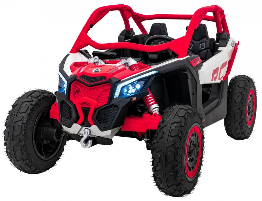 Carro elétrico para Crianças 2 Lugares 24V CAM-AM Buggy Maverick Turbo RR STRONG Motor 320 W, Rodas AR bombeado, assento couro ecológico Vermelho