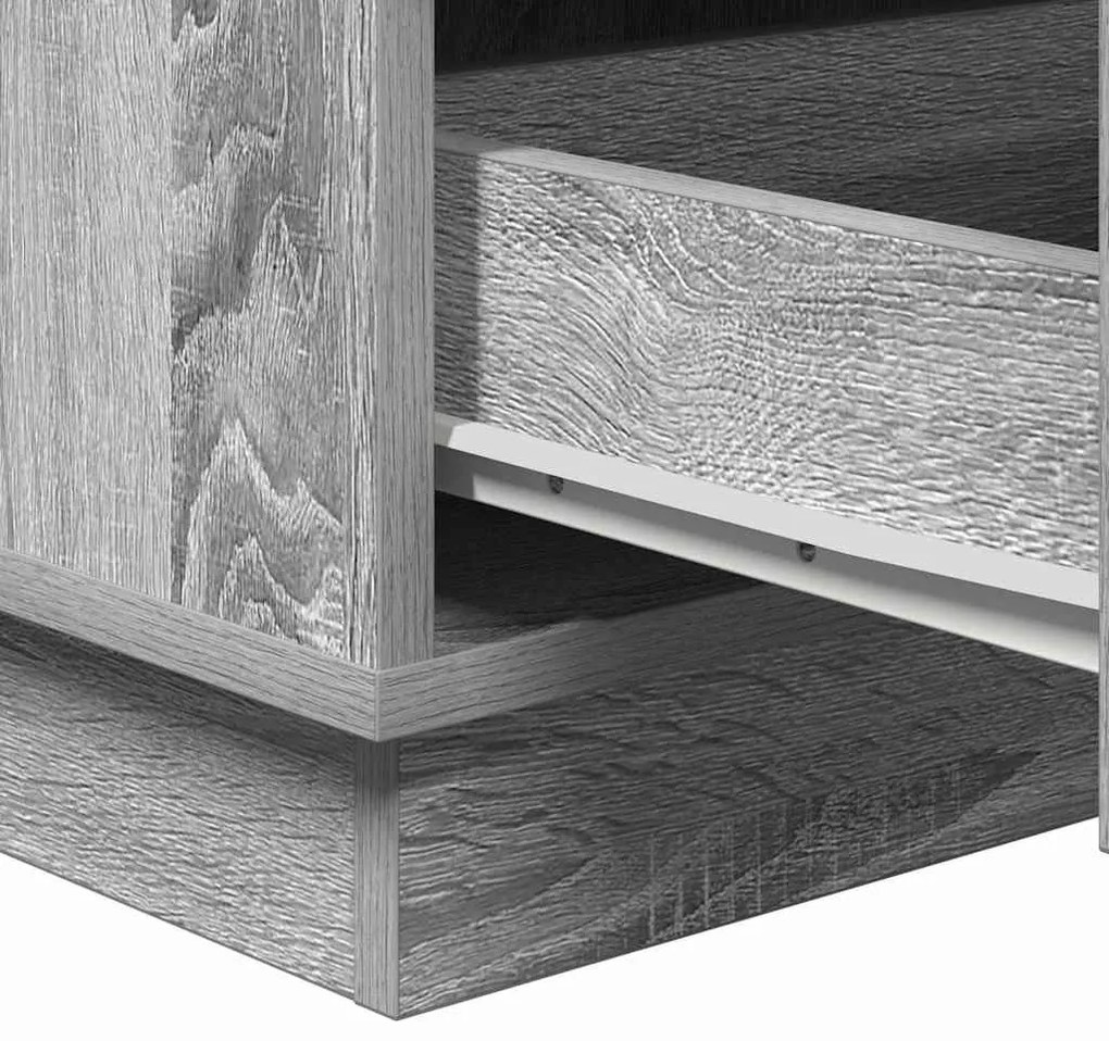 Armário de cabeceira com LED Cinza Sonoma 39x34.5x65 cm Madeira engenh