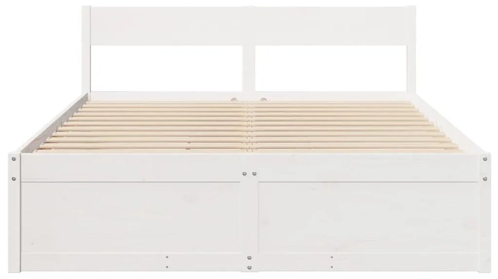 Cama sem colchão 150x200 cm madeira de pinho maciça branco