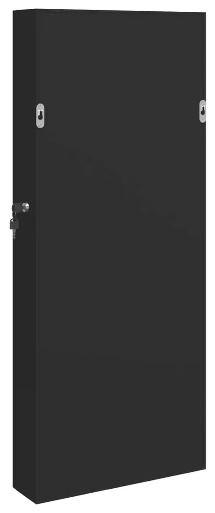 Móvel para joias de parede espelhado 37,5x10x90 cm preto