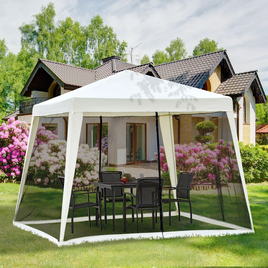 Tenda de Jardim 3x3m Tenda com 4 Partes Laterais Rede Mosquiteira com fecho Proteção UV para Patio Bege