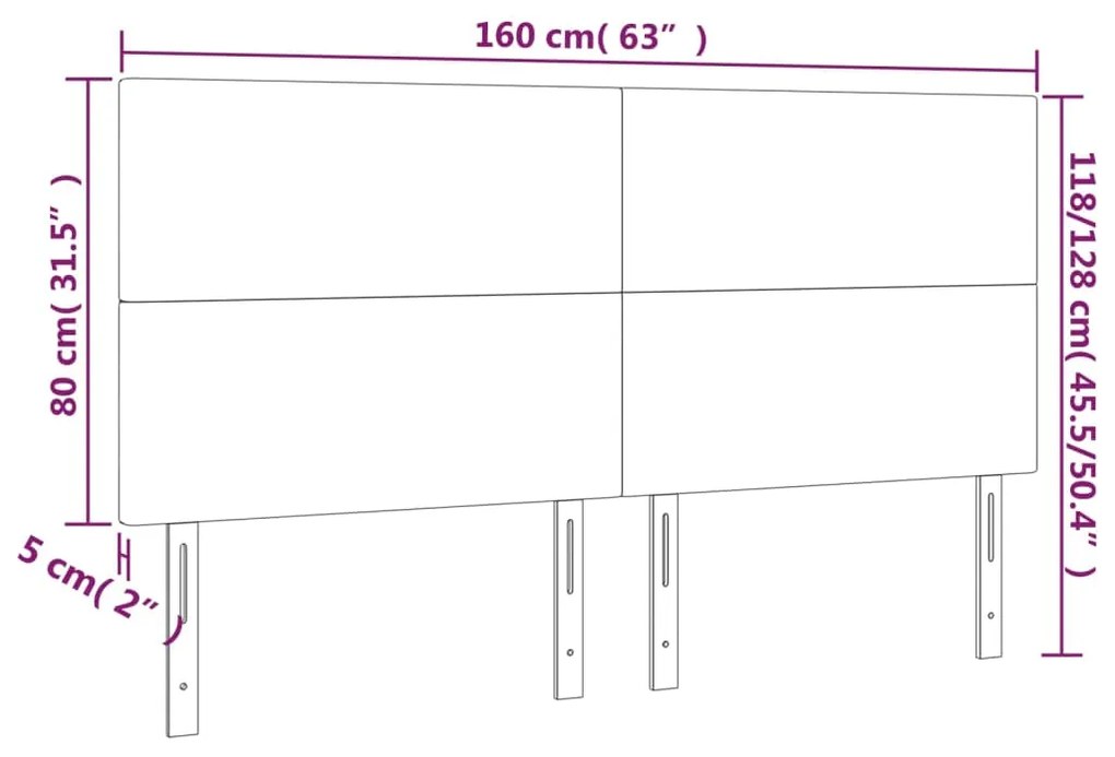 Cabeceira de cama c/ luzes LED tecido 160x5x118/128 cm azul