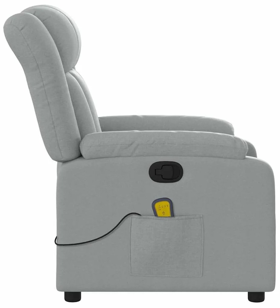 Poltrona de massagens reclinável tecido cinzento-claro