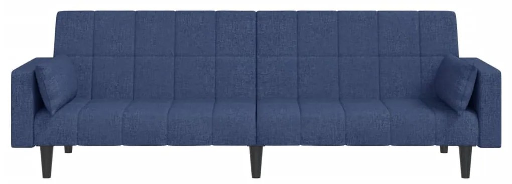 Sofá-cama 2 lugares com duas almofadas tecido azul